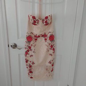 Halter Bebe Dress with rose design